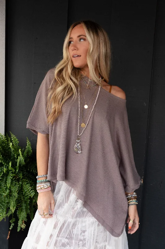 The Nest Kelsie Dolman Top - Dark Oatmeal Earthy Women's 