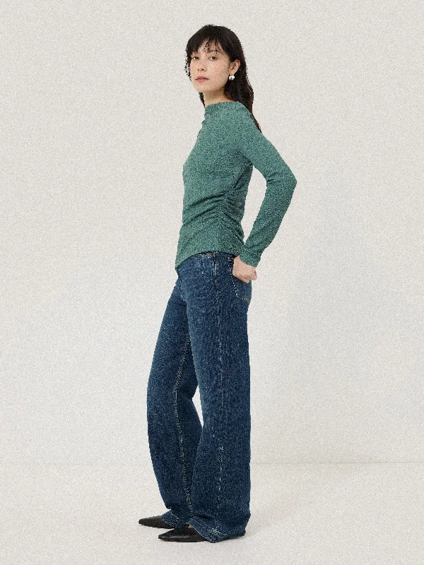 Crinkle Jersey Drape Top | Blue Feminine Women's Style 