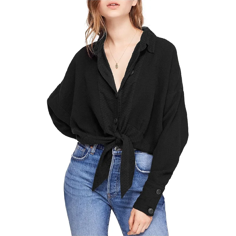 Free People Womens Sunstreaks Tie Front Button Down Blouse Casual Women's Loose - fitting