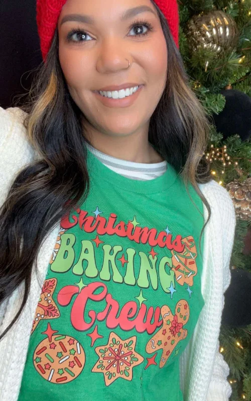 Christmas Baking Crew Graphic T-shirt Trendy Women's Oversized