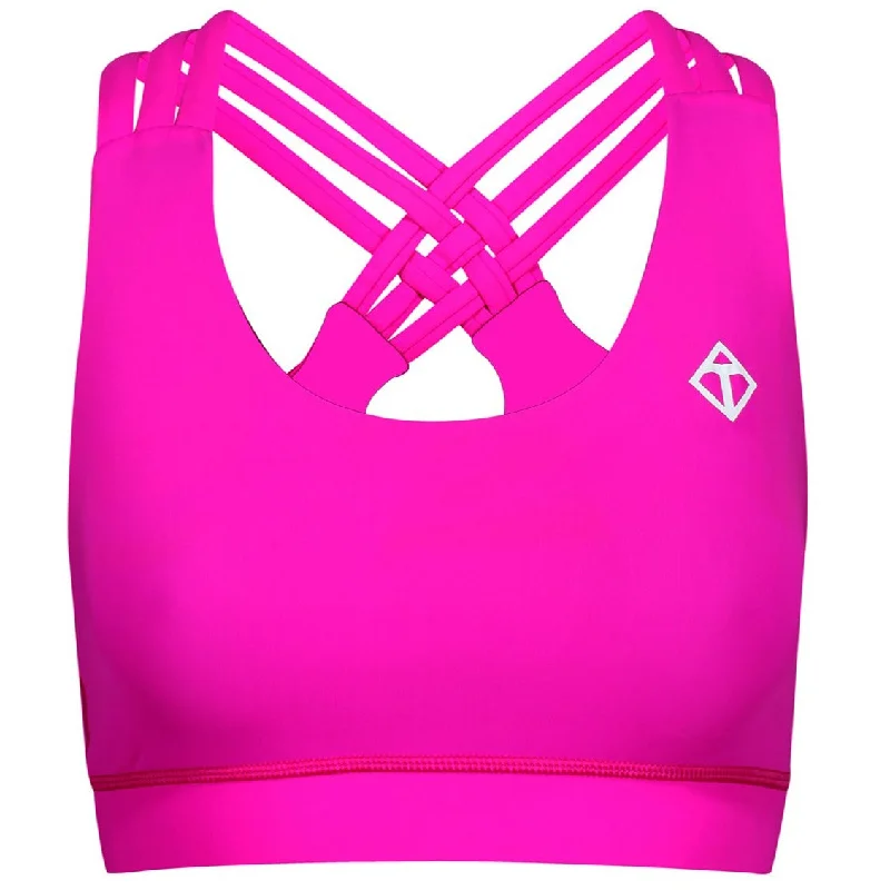 Neon Pink Cross Back Bra Street