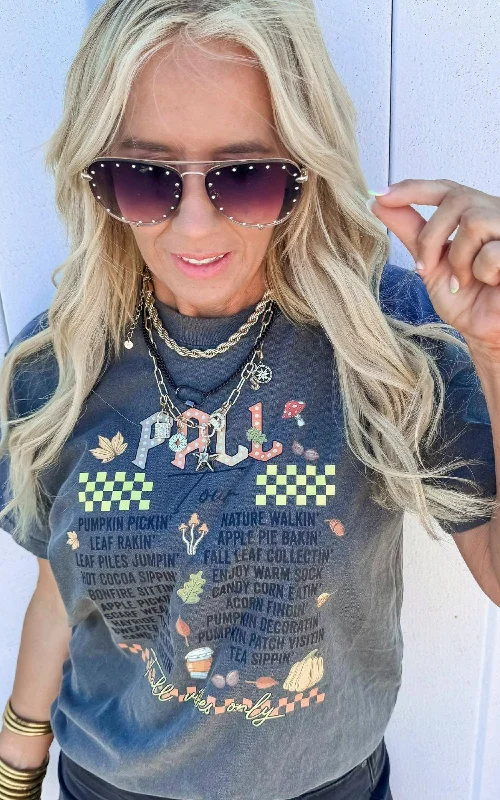 Fall Tour Itinerary Garment Dyed Graphic T-shirt - Final Sale Sophisticated Women's 