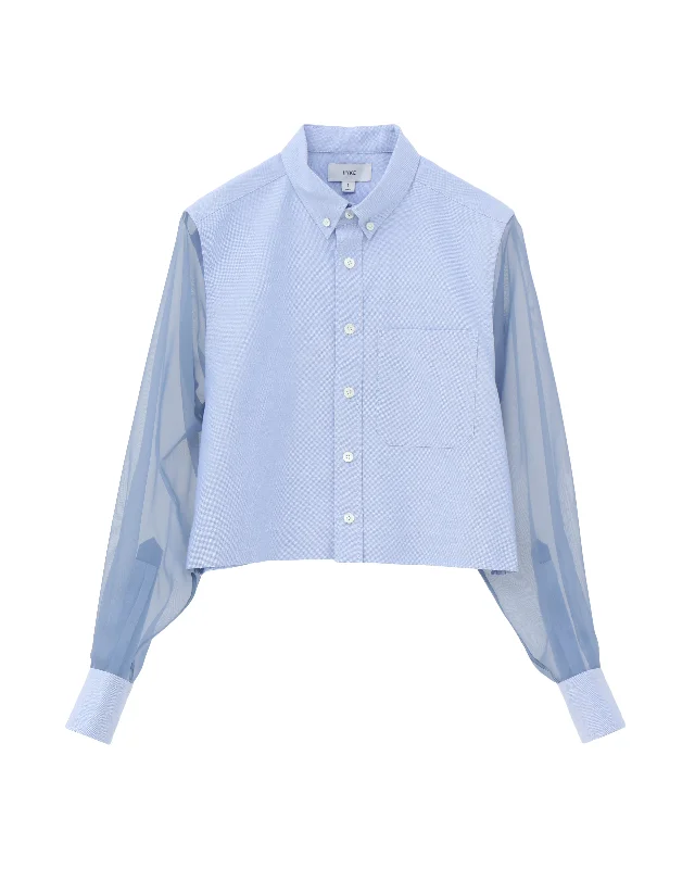 OXFORD B.D. SHIRT WITH SHEER SLEEVE 15246 Feminine Women's Soft 