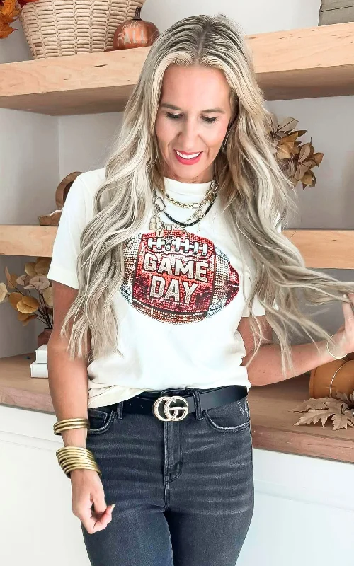 Rhinestone Football Game Day Graphic T-shirt Sustainable Organic