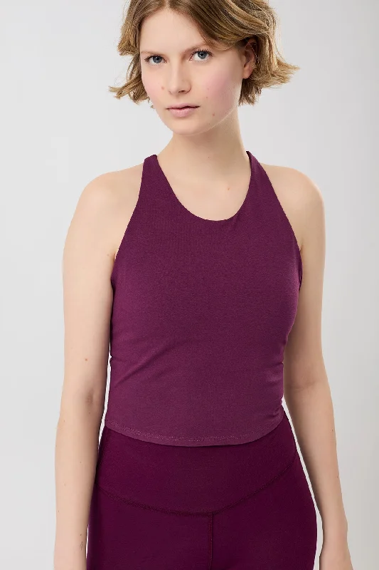 Cross Top (Black Plum), GOTS Sustainable Organic